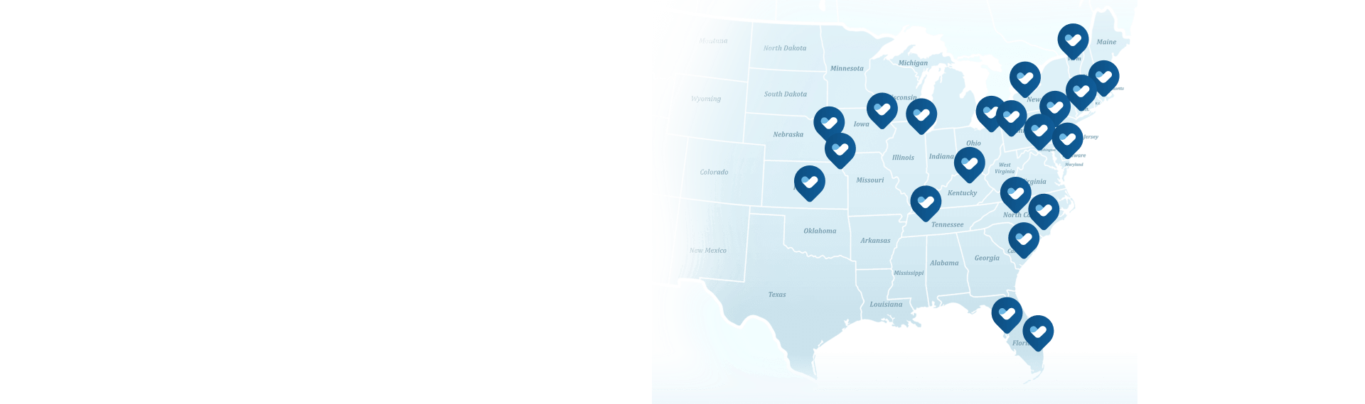 Map of United States with all PromptCare locations