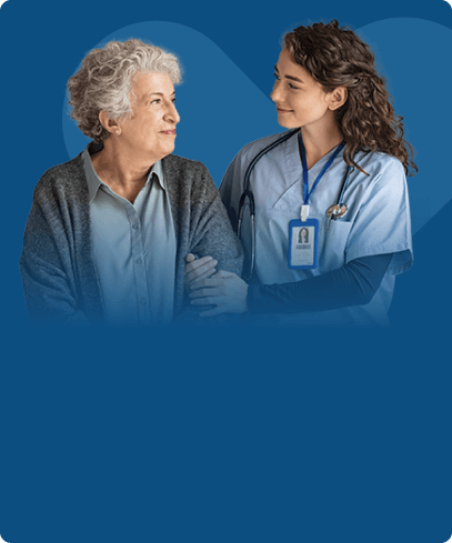 Older patient walking with nurse