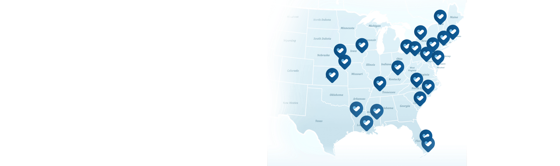 Map of United States with all PromptCare locations